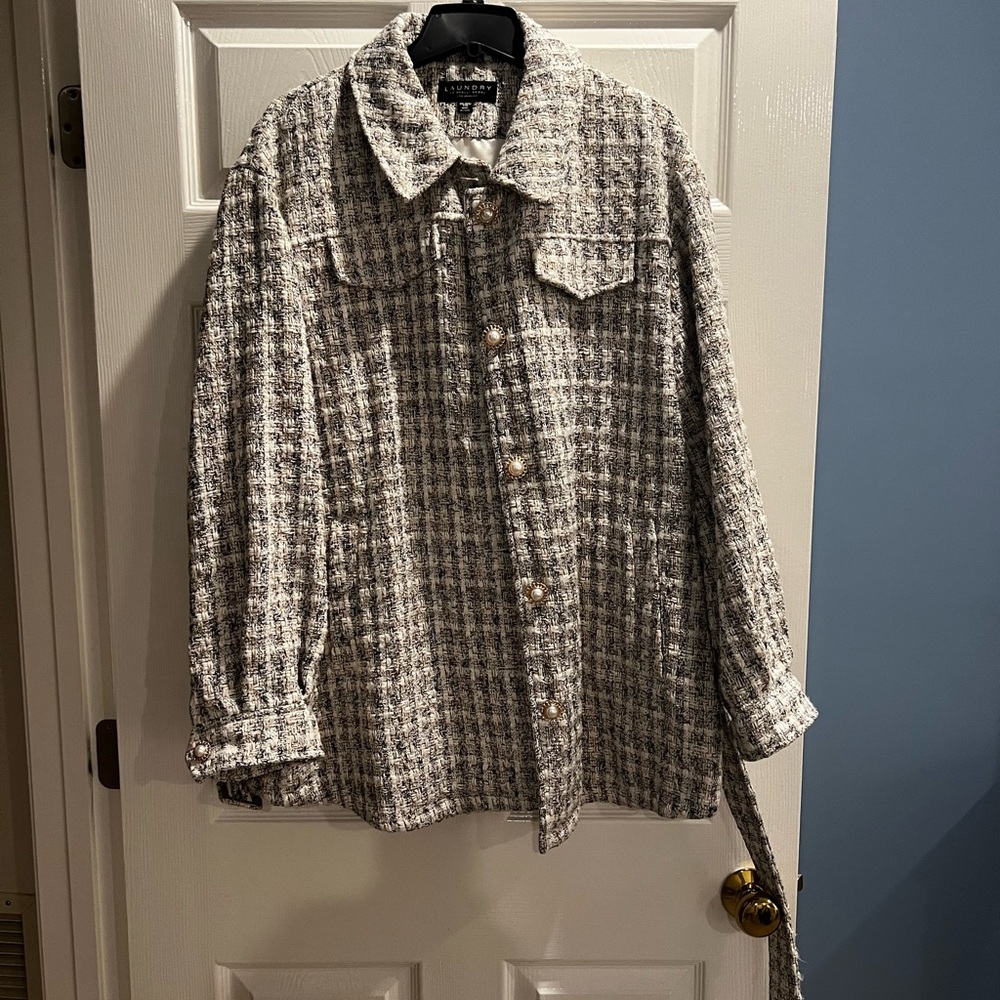 Laundry By Shelli Segal Textured Tweed Pea Coat